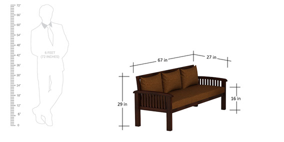 Atlantis Teak Wood Sofa Set (3+1+1) in Mahogany Finish